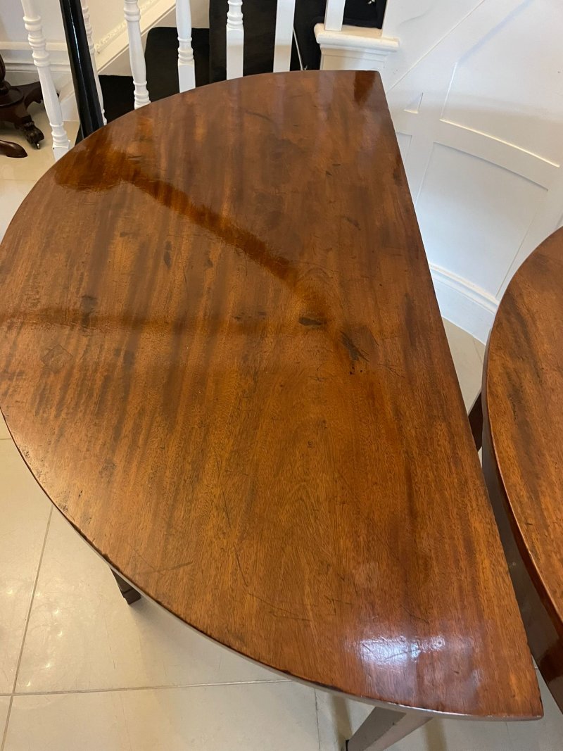 Large pair of Antique George III Quality  Mahogany Demi Lune Console Tables - Image 10